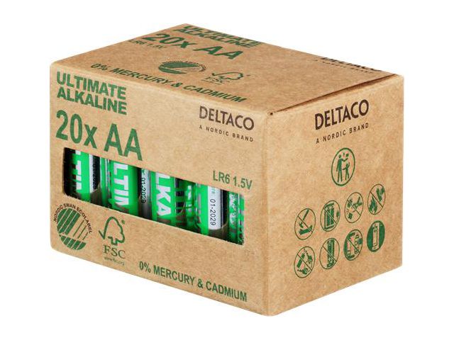 Batteri DELTACO Alkaline AA/LR6 (20)