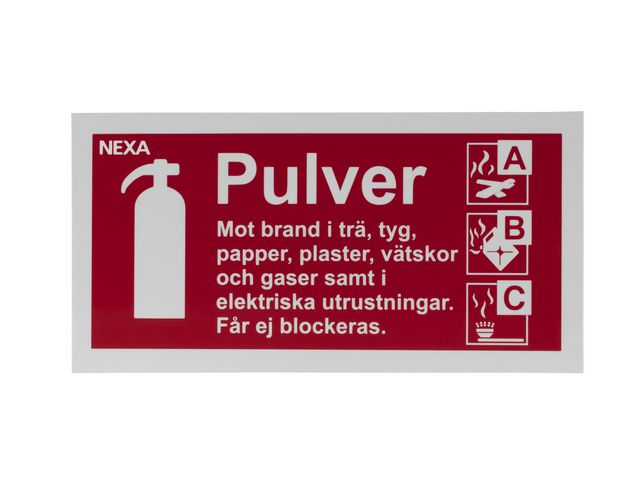 Skilt NEXA Pulver 20x10cm rød