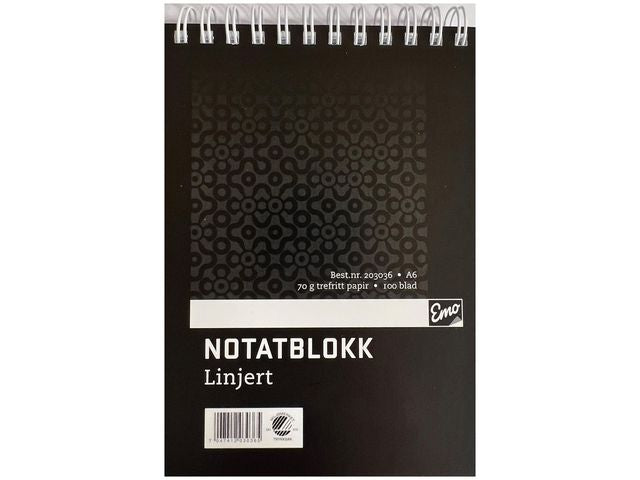 Notepad EMO A6 70g 100bl lined spiral