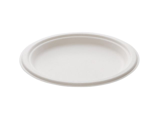 Tallerken bagasse 23cm hvit (50)