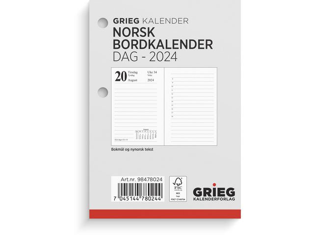 Bordkalender GRIEG 2024 Norsk