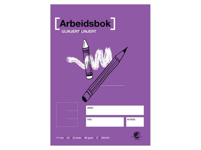 Arbeidsbok A4 80g 17mm ulinjert/linjert