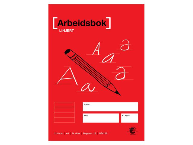 Arbeidsbok A4 80g 11,5mm linjert