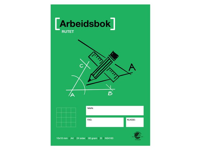 Arbeidsbok A4 80g 10x10 rutet