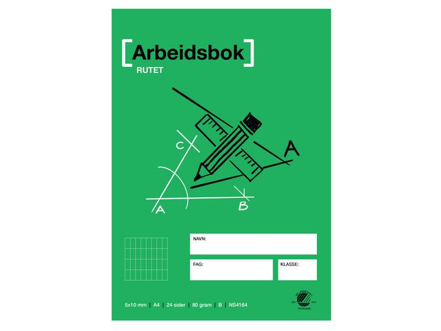 Arbeidsbok A4 80g 5x10 rutet