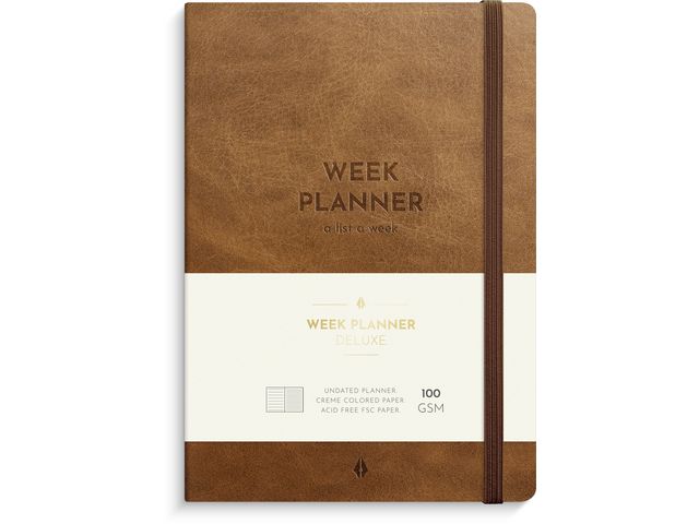 Kalender Week Planner Deluxe A5 cognac